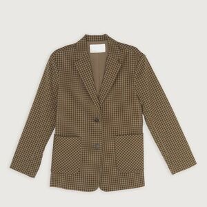 OAK + FORT Brown Plaid Blazer